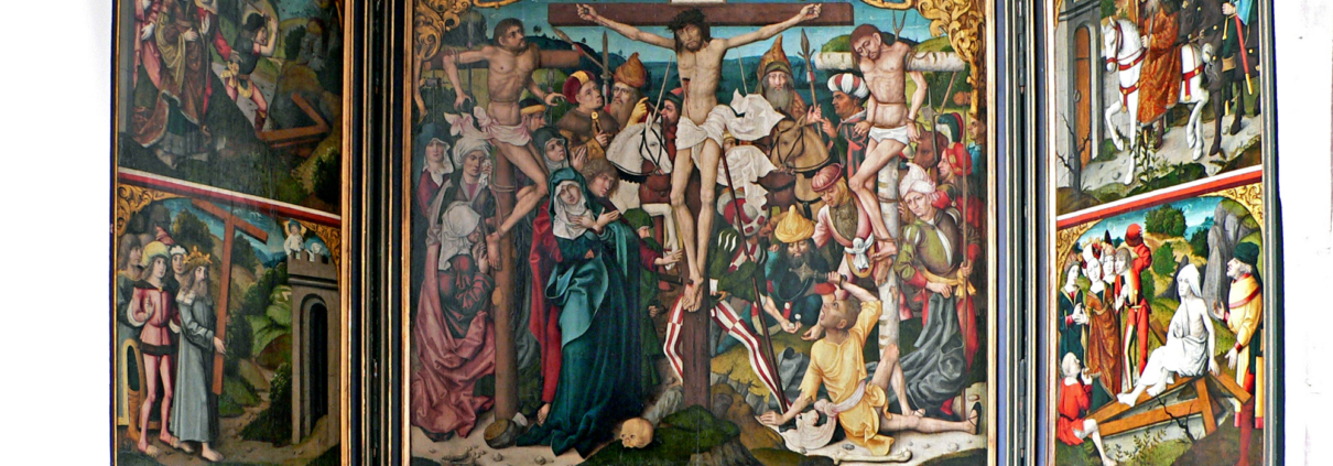 Ausschnitt aus der Ansicht des Kreuzaltars, Justinuskirche Höchst