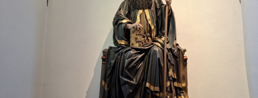 Figur des Heiligen Antonius aus dem 15. Jahthundert in der Justinuskirche Frankfurt/ Höchst